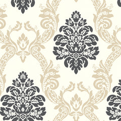 York AB2026 Black & White Ogee Damask Wallpaper