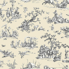 York AB2130 Black & White Scenic Toile Wallpaper