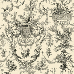 York AB2139 Black & White Old World Toile Wallpaper
