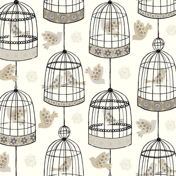 York AB2142 Black & White Birdcage Wallpaper