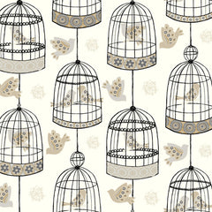York AB2142 Black & White Birdcage Wallpaper