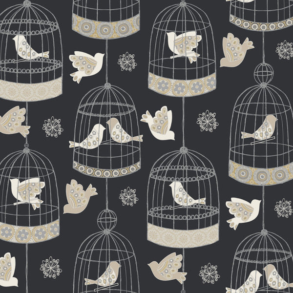 York AB2143 Black & White Birdcage Wallpaper