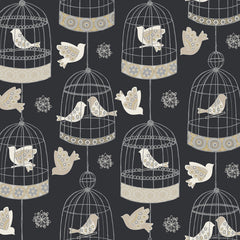 York AB2143 Black & White Birdcage Wallpaper
