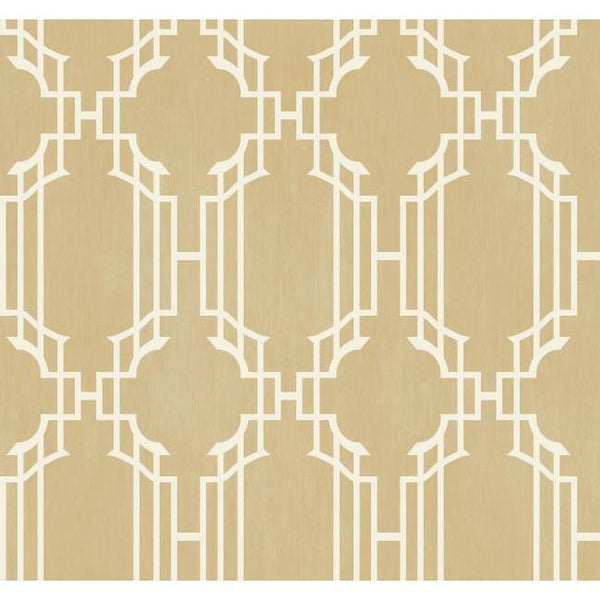 York AD8194 Orange & Yellow Book Trellis With Stripe Wallpaper
