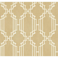 York AD8194 Orange & Yellow Book Trellis With Stripe Wallpaper