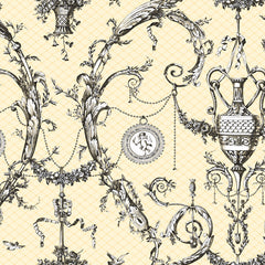 York AH4756 Black & White Neoclassic Urn Toile Wallpaper