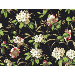York AH4789 Black & White Book Rhododendron Floral Wallpaper
