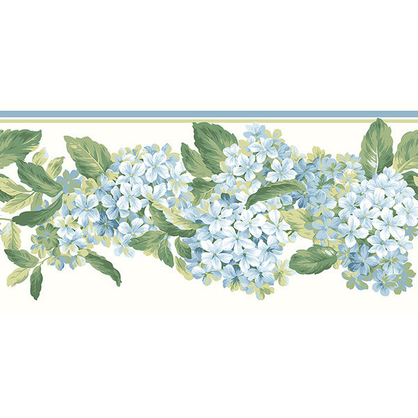 York Wallpaper AK7437B Ashford House Blooms Hydrangea Border