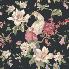 York Wallpaper AK7459 Ashford House Blooms Tropical Birds with Magnolias