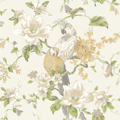 York Wallpaper AK7461 Ashford House Blooms Tropical Birds with Magnolias