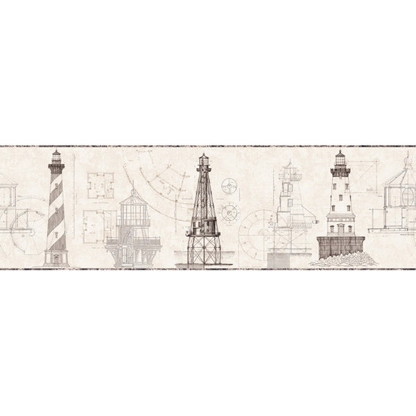 York Wallpaper AM8651BD American Classics Architectural Lighthouse Border