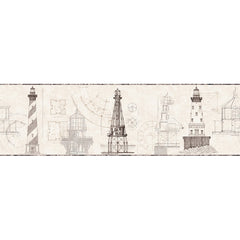 York Wallpaper AM8651BD American Classics Architectural Lighthouse Border