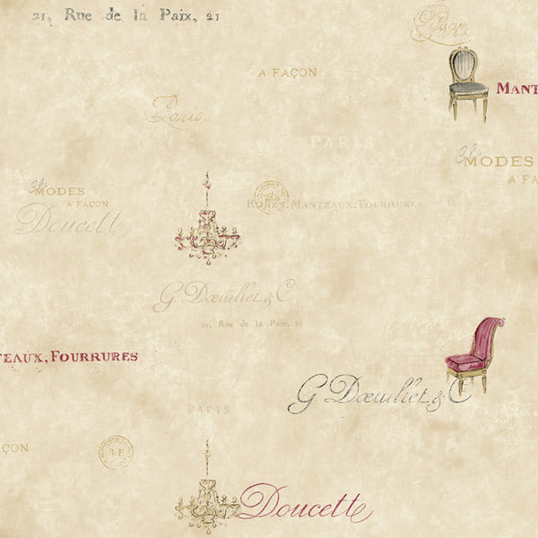 York AM8799 American Classics Script/Chair Sidewall Wallpaper
