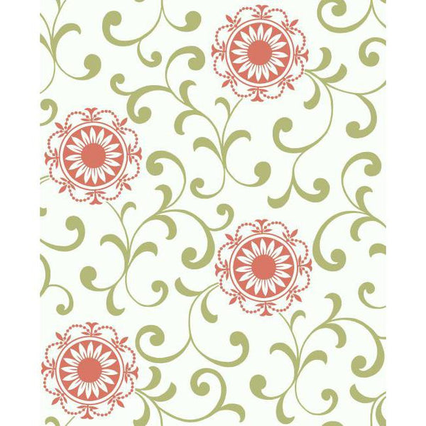 York AP7457 Green Book Medallion With Scroll Wallpaper