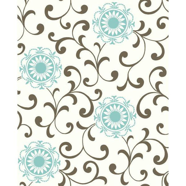 York AP7459 Blue Book Medallion With Scroll Wallpaper