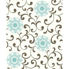 York AP7459 Blue Book Medallion With Scroll Wallpaper