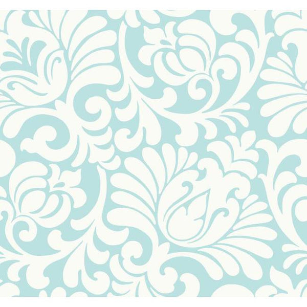 York AP7498 Blue Book Tulip Damask Wallpaper