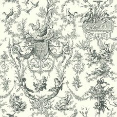 York AT4237 Black & White Campagne Toile Wallpaper