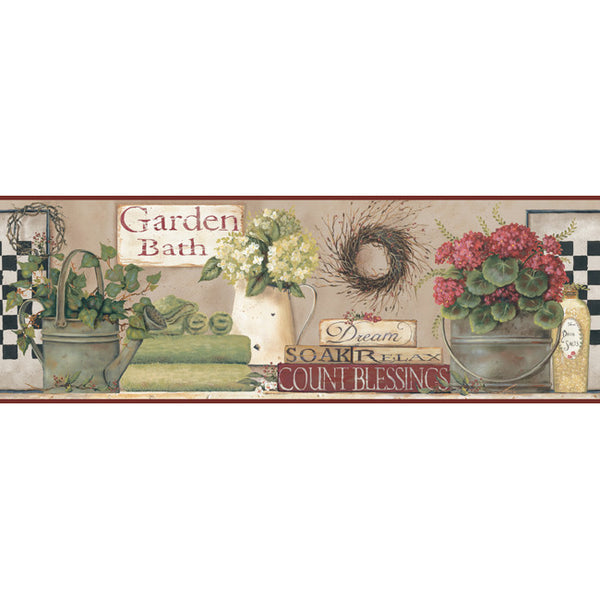 York Wallpaper BG1600BD Border Portfolio II Garden Bath Border
