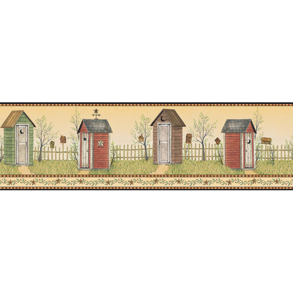 York Wallpaper BG1620BD Border Portfolio II Country Outhouse Border
