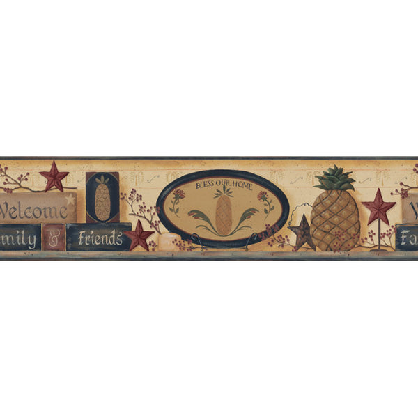 York Wallpaper BG1624BD Border Portfolio II Welcome Pineapple Border