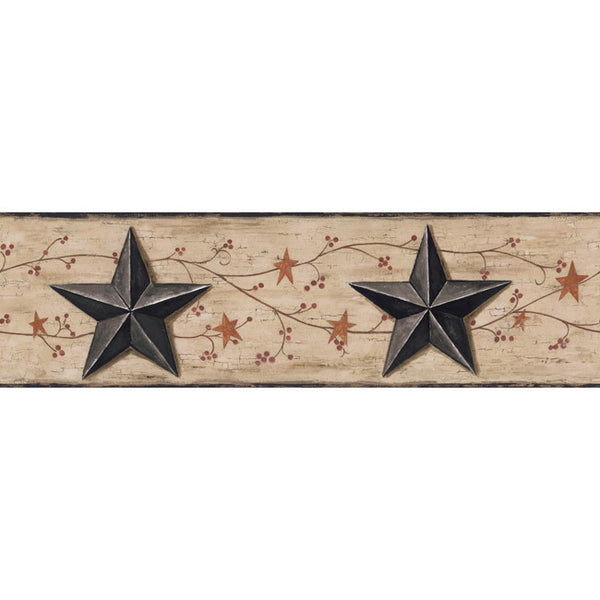 York Wallpaper BG1632BD Border Portfolio II Barn Star & Vine Border