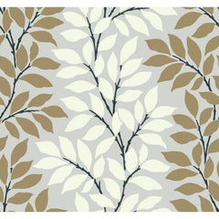 York BL0320 Metallics Book Leaf/Branch Stripe Wallpaper