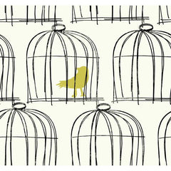 York BL0428 Black & White Book Birdcage Wallpaper