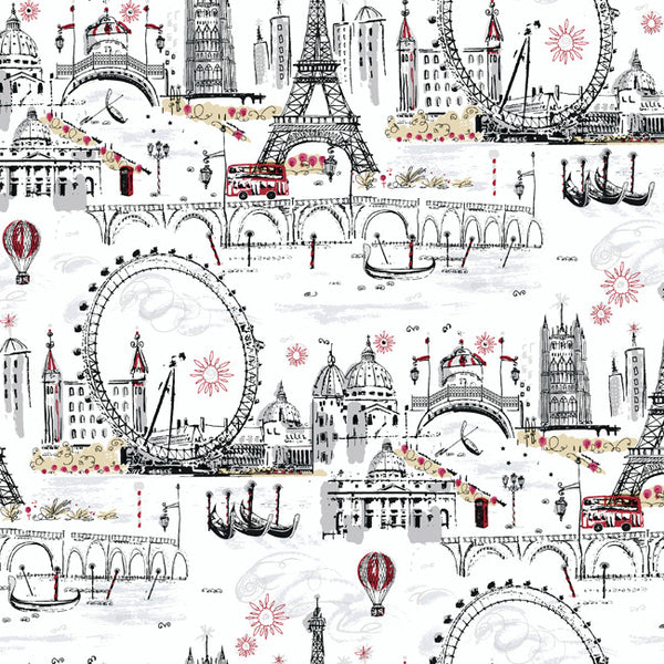 York BL0436 Black & White Novelty Euro Scenic Wallpaper