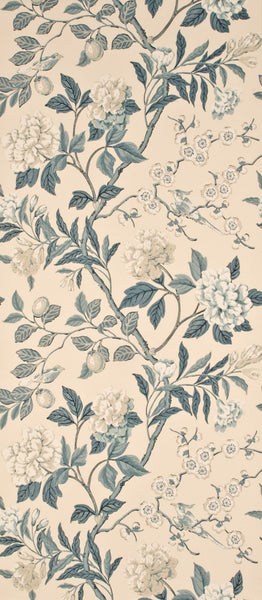 G P & J Baker Wallpaper BW45000.4 Emperors Garden Blue/Cream
