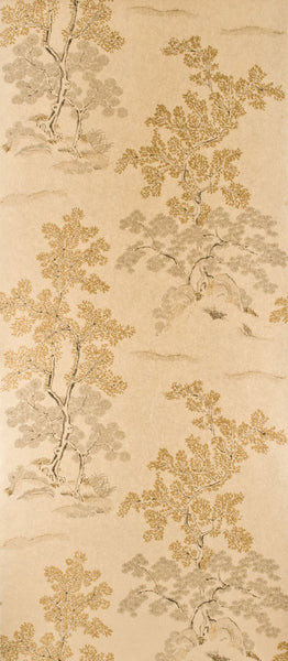 G P & J Baker Wallpaper BW45001.4 Oriental Tree Effects Taupe/Gold