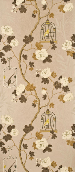 G P & J Baker Wallpaper BW45004.1 Songbird Effects Silver/Bronze
