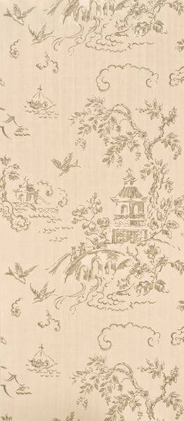 G P & J Baker Wallpaper BW45010.5 Chinese Bridges Taupe/Silver