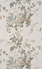 G P & J Baker Wallpaper BW45022.1 Roses & Hummingbird Ivory/Sage