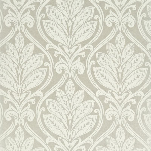 G P & J Baker Wallpaper BW45048.5 Ryecote Damask Silver/Ivory