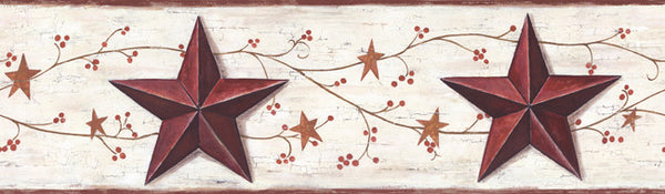 York Wallpaper CB5501BD Hearts & Crafts III Barn Star & Vine Border