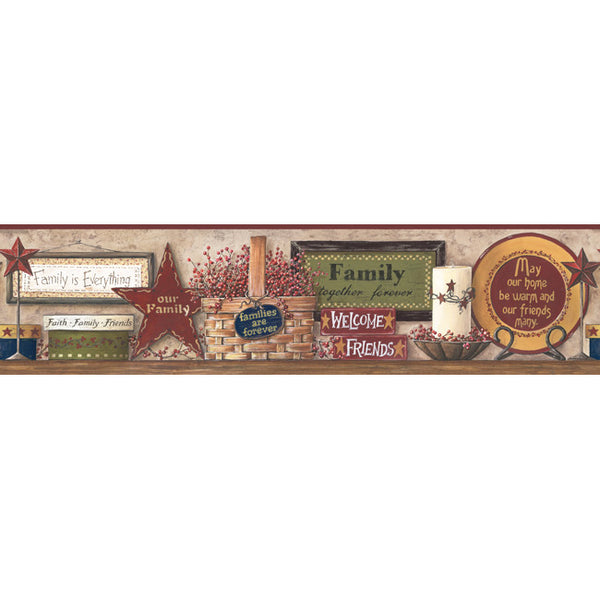 York Wallpaper CB5520BD Border Portfolio II Friends & Family Shelf Border