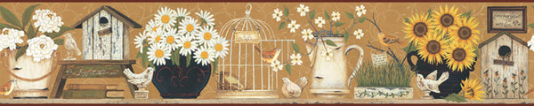 York Wallpaper CB5546BD Hearts & Crafts III Garden Shelf Border