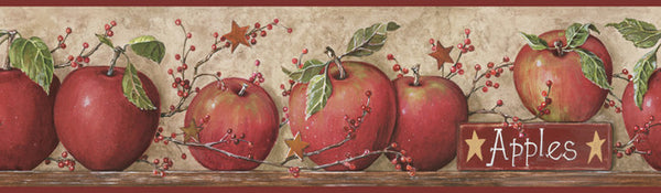 York Wallpaper CB5559BD Hearts & Crafts III Apple Border