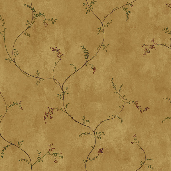 York CB5651 Hearts & Crafts III Small Vine with Berries Wallpaper