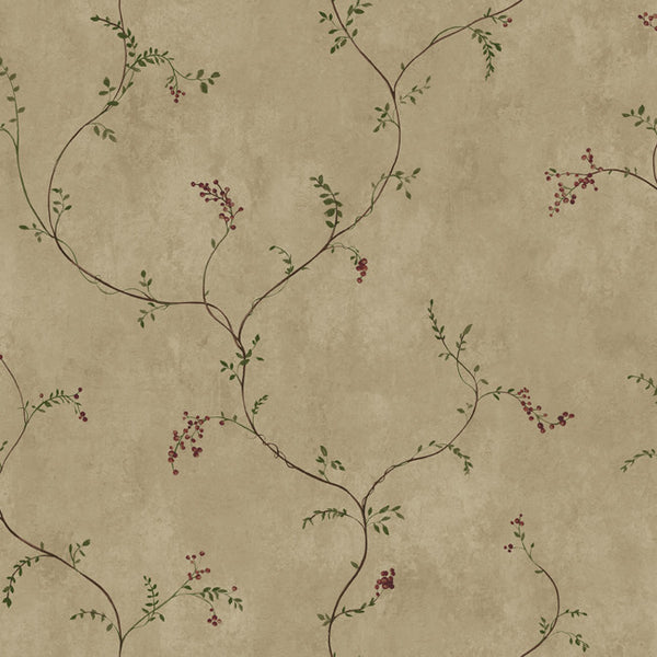 York CB5652 Hearts & Crafts III Small Vine with Berries Wallpaper