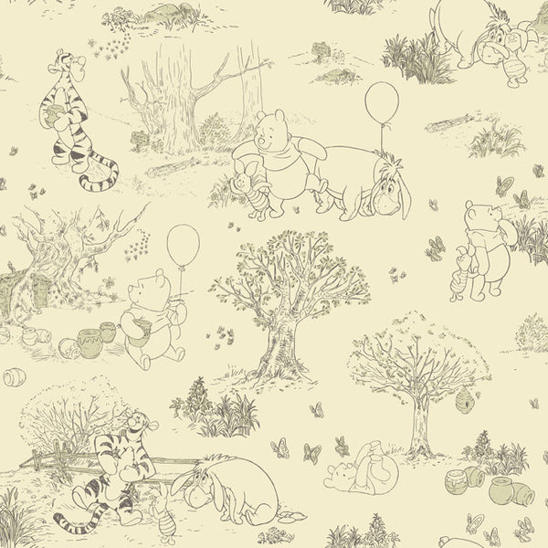 York DK5842 Kids Book Pooh & Friends Toile Wallpaper