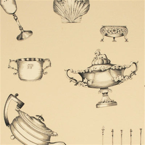 Mulberry Wallpaper FG058.A117 Family Silver Charcoal/Natural