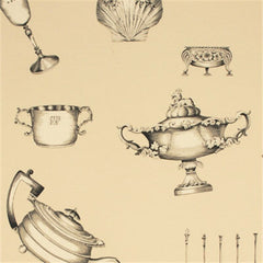 Mulberry Wallpaper FG058.A117 Family Silver Charcoal/Natural