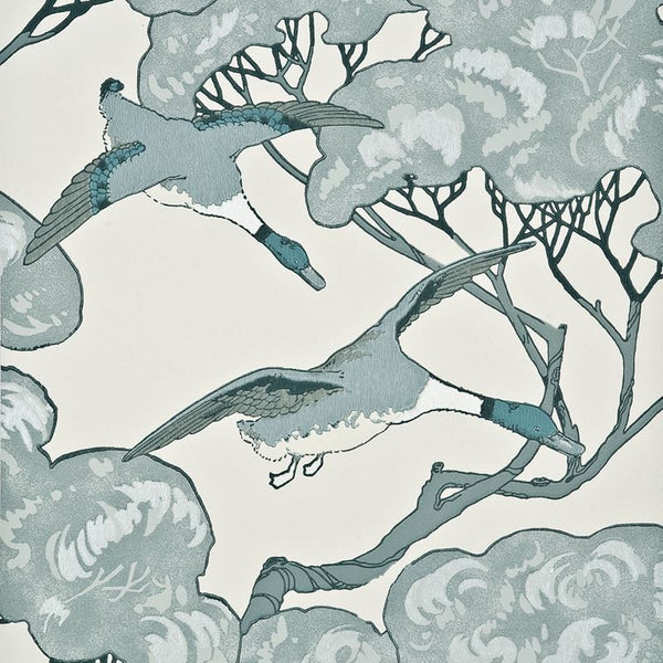 Mulberry Wallpaper FG066.R104 Flying Ducks Aqua