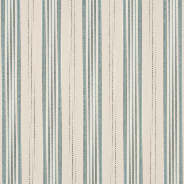 Mulberry Wallpaper FG067.J81 Narrow Ticking Stripe Ivory/Aqua