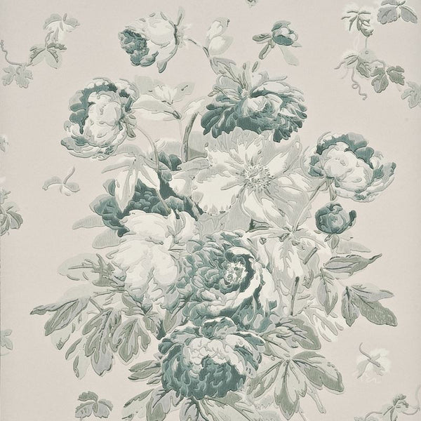 Mulberry Wallpaper FG071.R21 Garden Peony Aqua/Sage