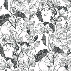York FP2660 Black & White Leaf Outline Wallpaper