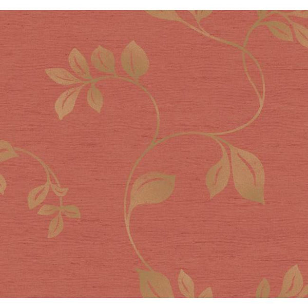 York GN2403 Orange & Yellow Book Burlap Metallic Leaves Wallpaper