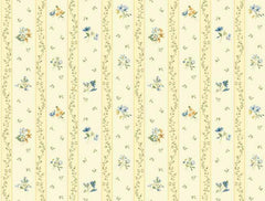York GP7283 Orange & Yellow Book Floral Toss Stripe Wallpaper